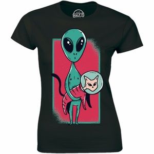 Amazing Space Alien And Cute Astronaut Cat T-shirt